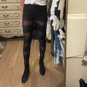 Free People Lace black sheer lace leggings tights - small